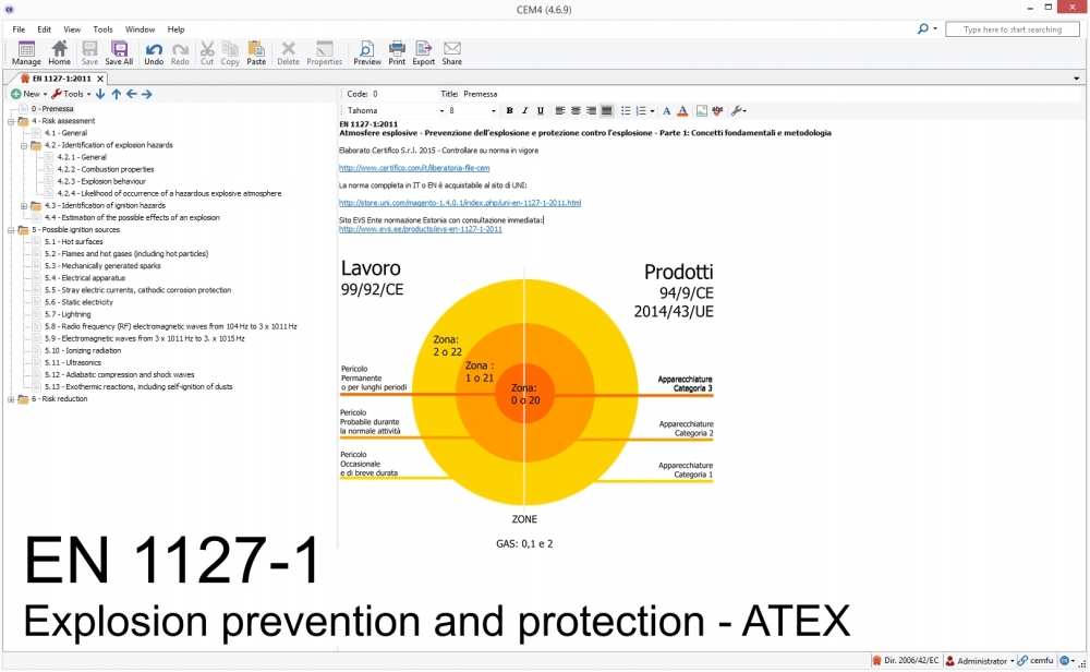 The new / old (existing) EN 1127-1:2011 standard; influences and application